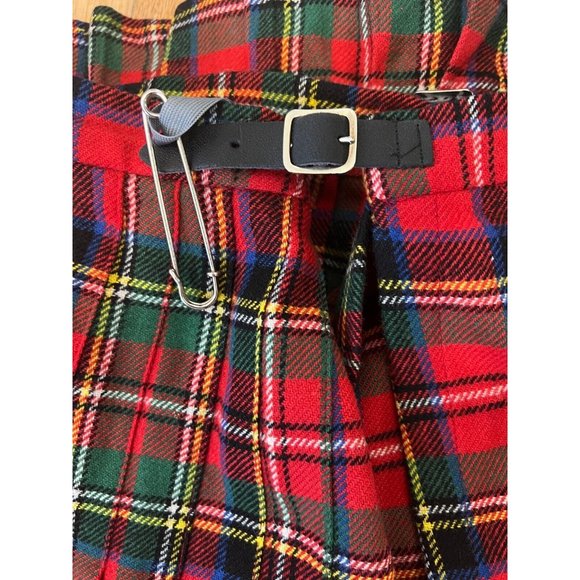 Brendella Wool Pleated Plaid Made In Ireland Red Kilt Size 14 - Picture 6 of 6